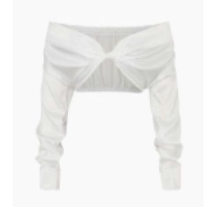 Off the shoulder twist front blouse crop top